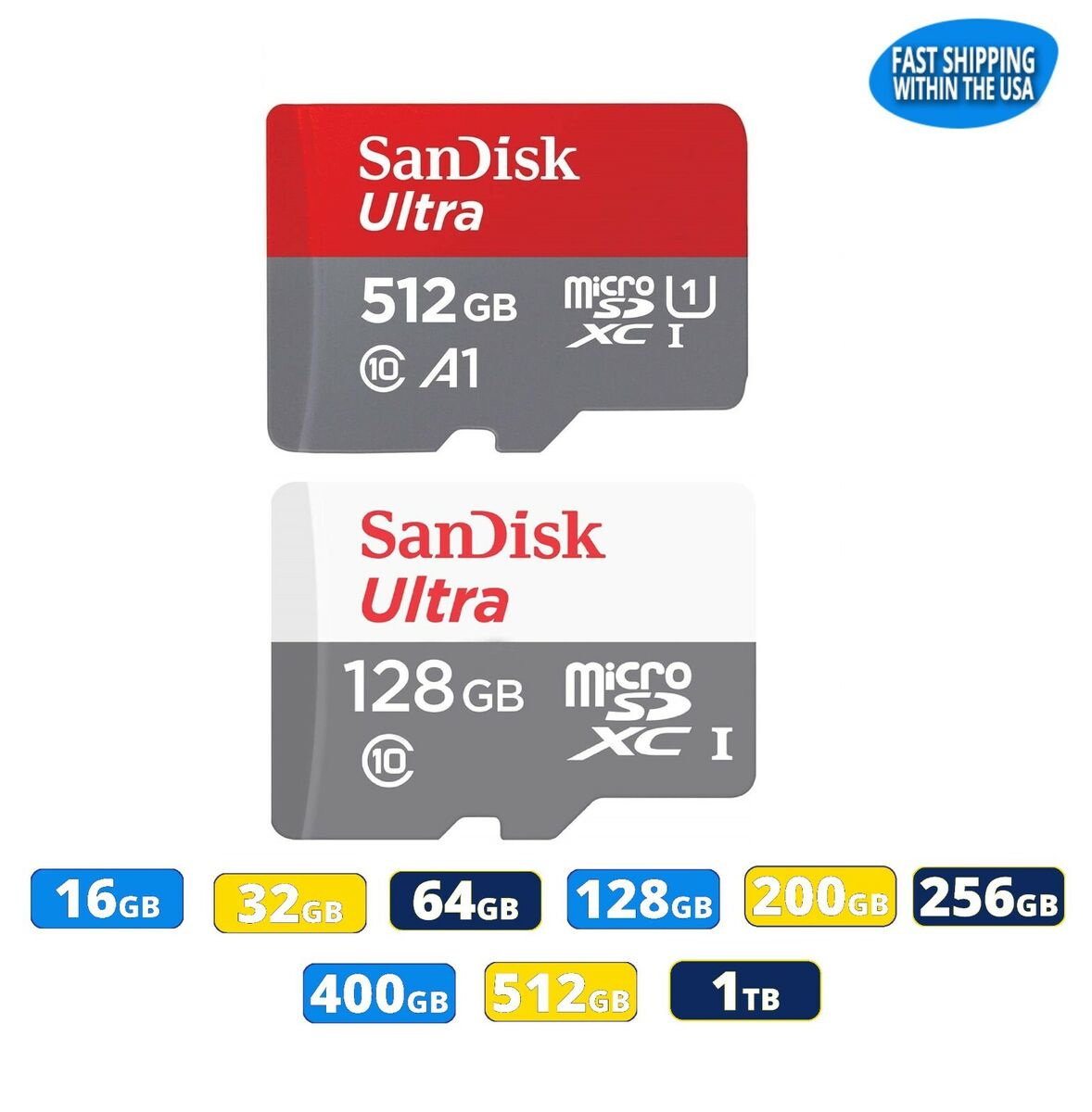 SanDisk Micro SD MicroSD Memory Card 16GB 32GB 64GB 128GB 200GB 256GB 400GB  Lot