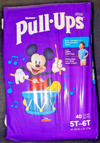 40 Count, Huggies Pull Ups, Boys (5T - 6T) Junior Mickey, Training Pants/Diapers - Picture 1 of 2