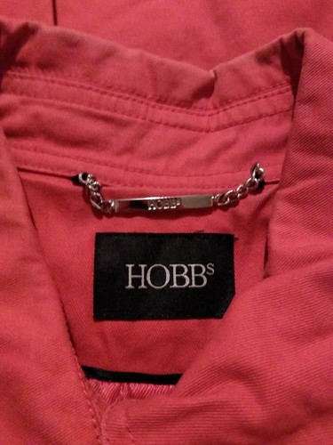 Vintage HOBBS red double breasted jacket raincoat size 12 pockets 100%cotton - Picture 5 of 8