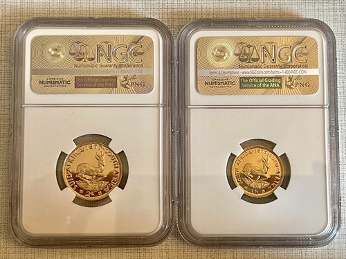 South Africa 1977 Rand & 2 Rand 2pc Gold NGC PF67 Cameo Set Sku# 6115 - Picture 2 of 6