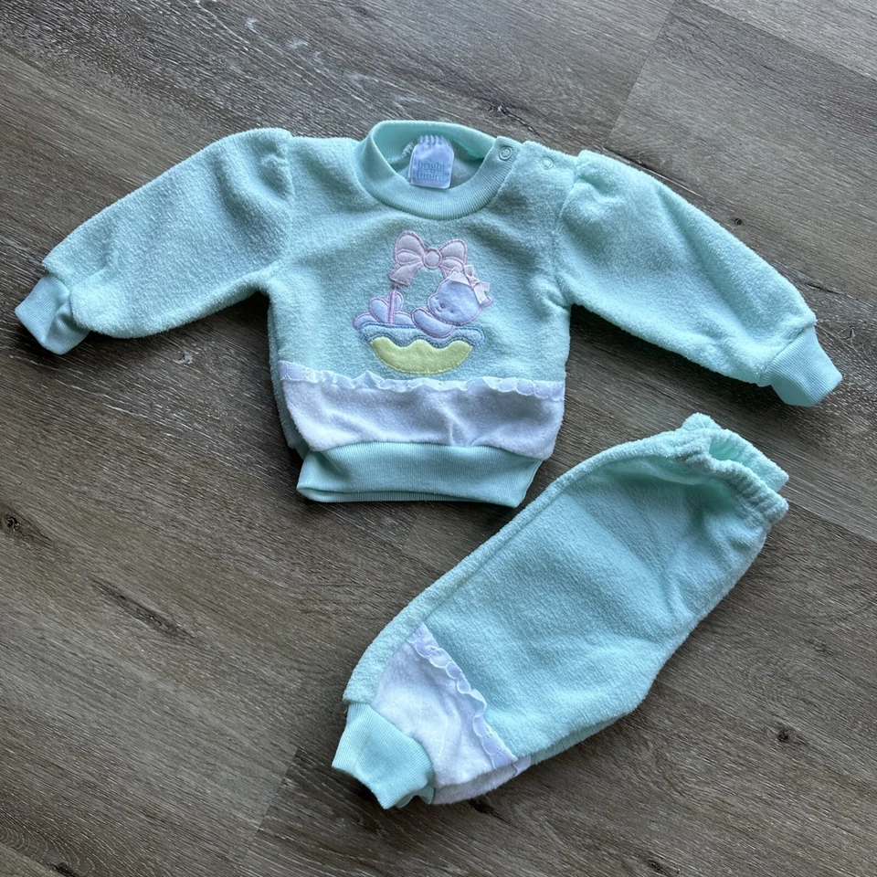 De Colección Sudadera 0-3 Meses Bebé Niña Conjunto Traje de Sudor Oso Lazo Volantes Encaje Foto 2 de 4
