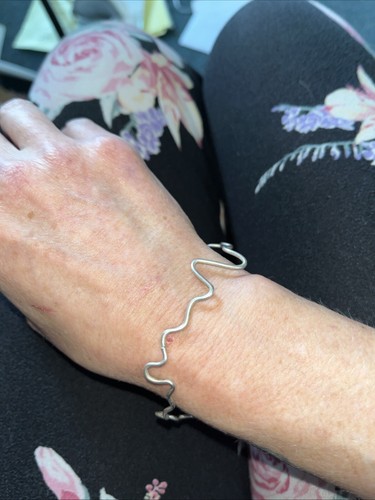 Sterling Silver Wave Design Bracelet For Wrist Or Forearm - Picture 2 of 4
