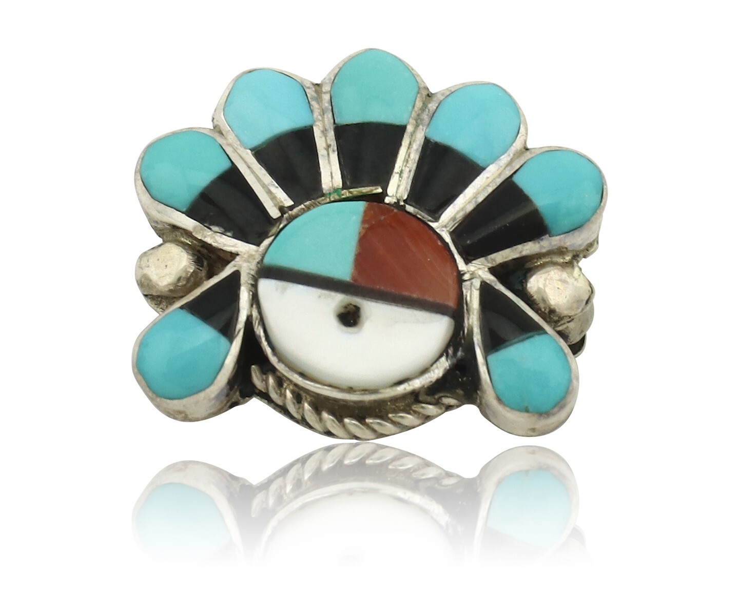 Xxxxxxxl Navajo 'Kachina Maiden' Sterling Native American Jewelry Silver Shell Turquoise Ring Xxxxxxxl Navajo 'Kachina Maiden' Sterling Native American Jewelry Silver Shell Turquoise Ring