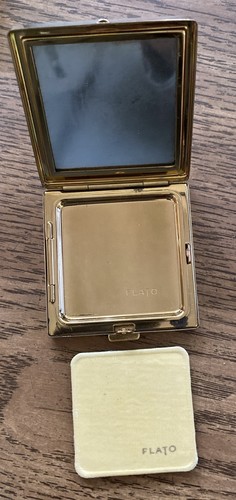 Vintage Paul Flato Compact Dogwood Blossom Gold Tone Mirror And Lipstick W/Case - Picture 5 of 12