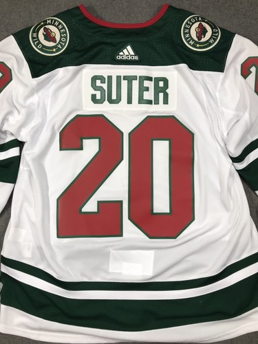 Camiseta de hockey Minnesota Wild Adidas para hombre 56 #20 Suter nueva con etiquetas correa de lucha - Imagen 14 de 16