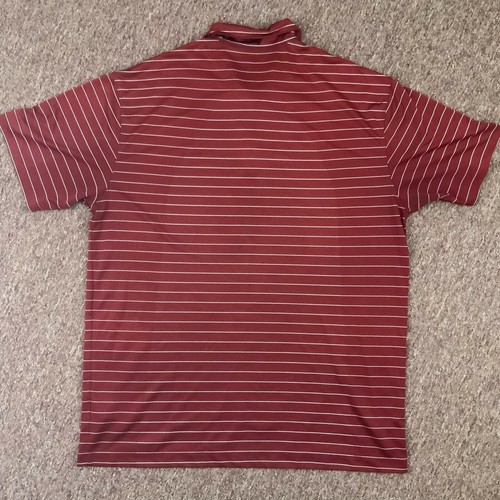 Nike Golf Herren Hemd 3 Button Neck Rot / Burgund / Weiß Nadelstreifen Kurzarm. - Bild 2 von 8