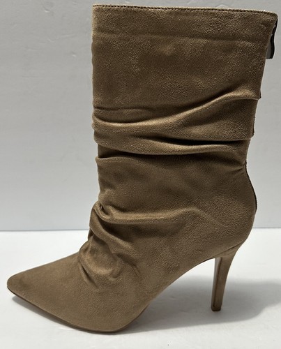 Journee Collection Women's Markie Back Heel Zip Stiletto Booties  Tan Size 11 - Picture 9 of 10