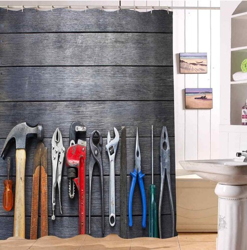 Herramientas de reparación impermeables revestimiento de cortina de ducha de poliéster para baño resistente al agua - Imagen 3 de 8