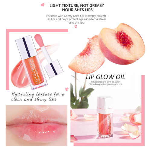 Lip Oil Hydrating Tinted Lip Balm, Plump Lip Gloss Lip Care Transparent Toot Lip - Picture 7 of 12