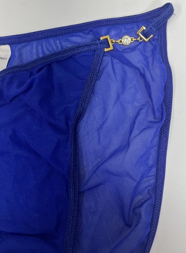 Vintage Delicates Nylon Spandex Jewel Royal Blue Sheer Mesh String Panty Size 7 - Picture 5 of 7