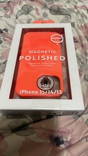 Magnetic Polished Tempered Glass Black Protective Case iPhone 15/14/13 .