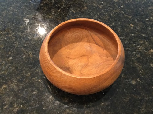 Teak Round Accent Serving Decor Candy Bowl Brown 4.25 In Diameter Opening F3 - Picture 3 of 7