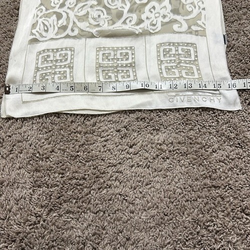 GIVENCHY Damen großer rechteckiger Schal weiß Blumenmuster Viskos/Seide 58/16 - Bild 9 von 9