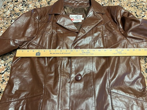 Sears The Leather Shop vintage 80s men's leather jacket size 44R Liner Included - Picture 3 of 16