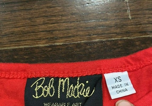 Bob Mackie Wearable Art T Shirt Dress Embroidered Flowers Red Women's Size XS - Picture 4 of 7