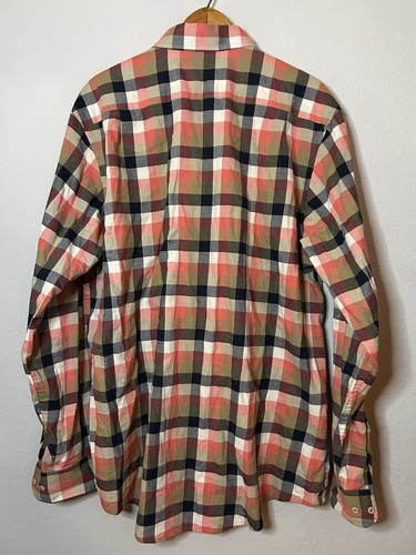 Southern Tide Langarm Hemd mit Knöpfen rot braun Herbst kariert Herren Medium M - Bild 4 von 5