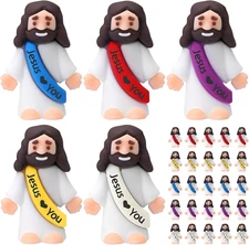 25 Pcs Little Jesus Figures Original Design Jesus Love You Mini Rubber Jesus Toy