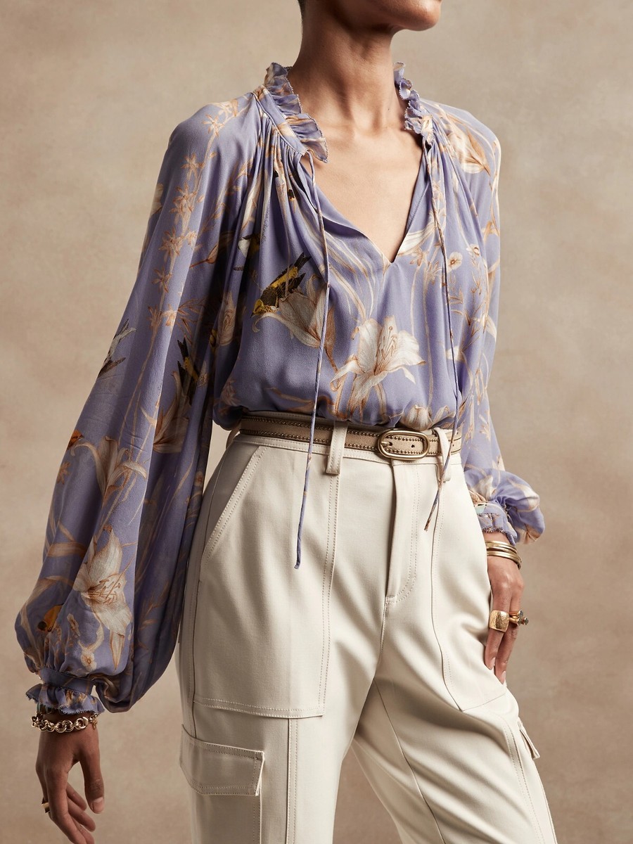 トップス BALLOON HALF-SLEEVE BLOUSE 300IS230-1971 BALLOON HALF-SLEEVE BLOUSE｜38｜O/WHT｜SHIRTS AND BLOUSES