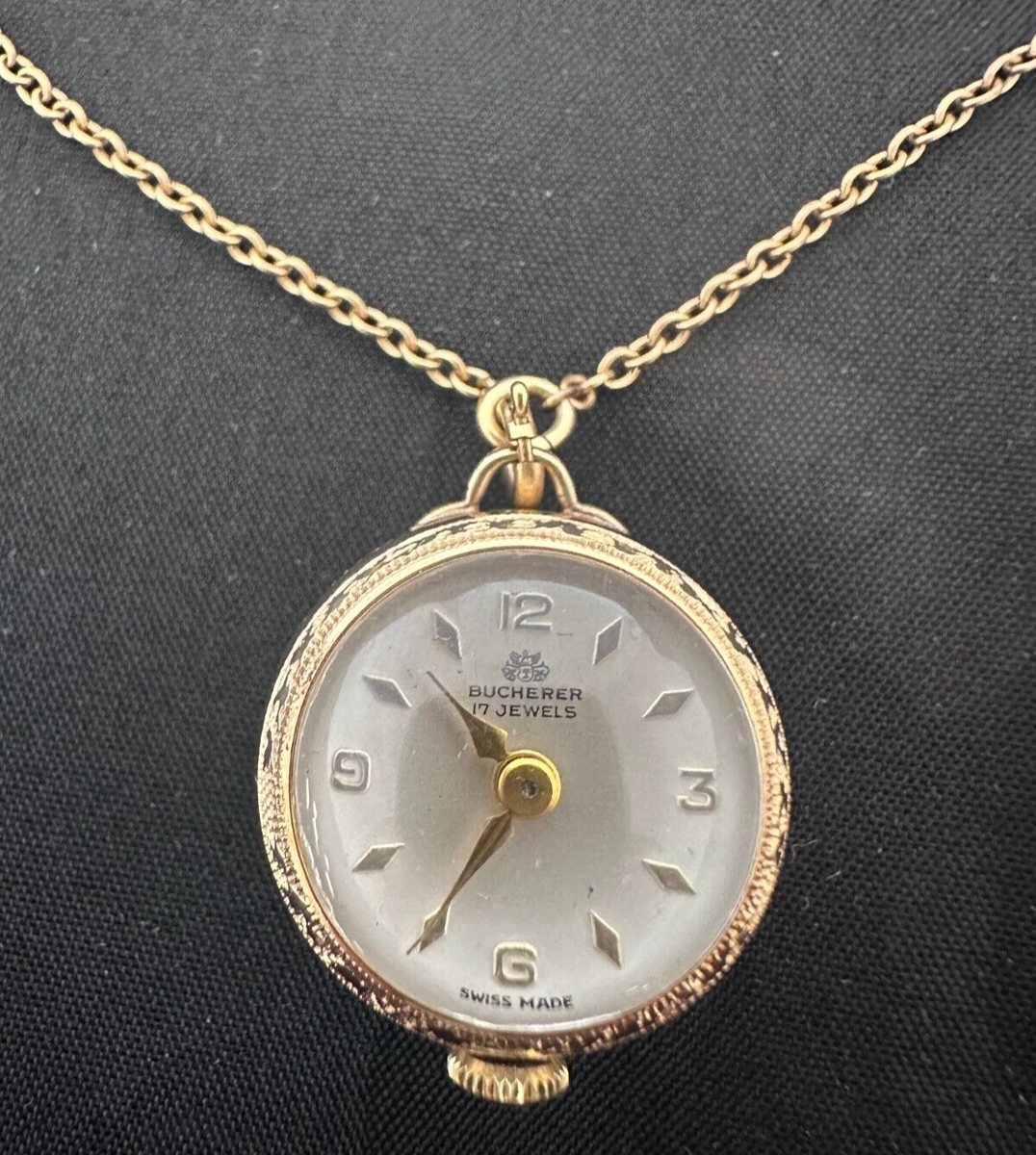 Vintage Bucherer Womens Watch 20mm Ball Pendant NOT RUNNING FOR PARTS Bucherer | Accessories | Bucherer Gold Ball Pendant Watch  main image 3