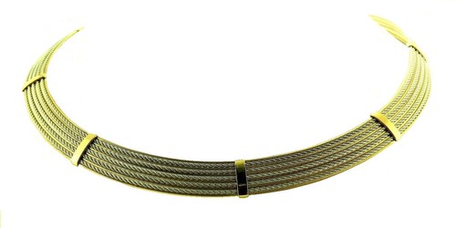 COLLAR NECKLACE SOLID 14 KT GOLD TWO TONE CUFF NECKLACE $3900.00 RETAIL - Picture 3 of 11