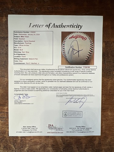 Mike Trout Signed 2018 All Star Baseball JSA Coa Angels Autographed - Picture 4 of 6