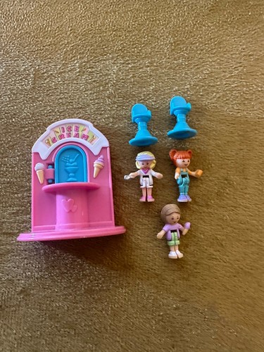 Vintage Bluebird 1995 Polly Pocket Eisständer komplett mit allen Figuren