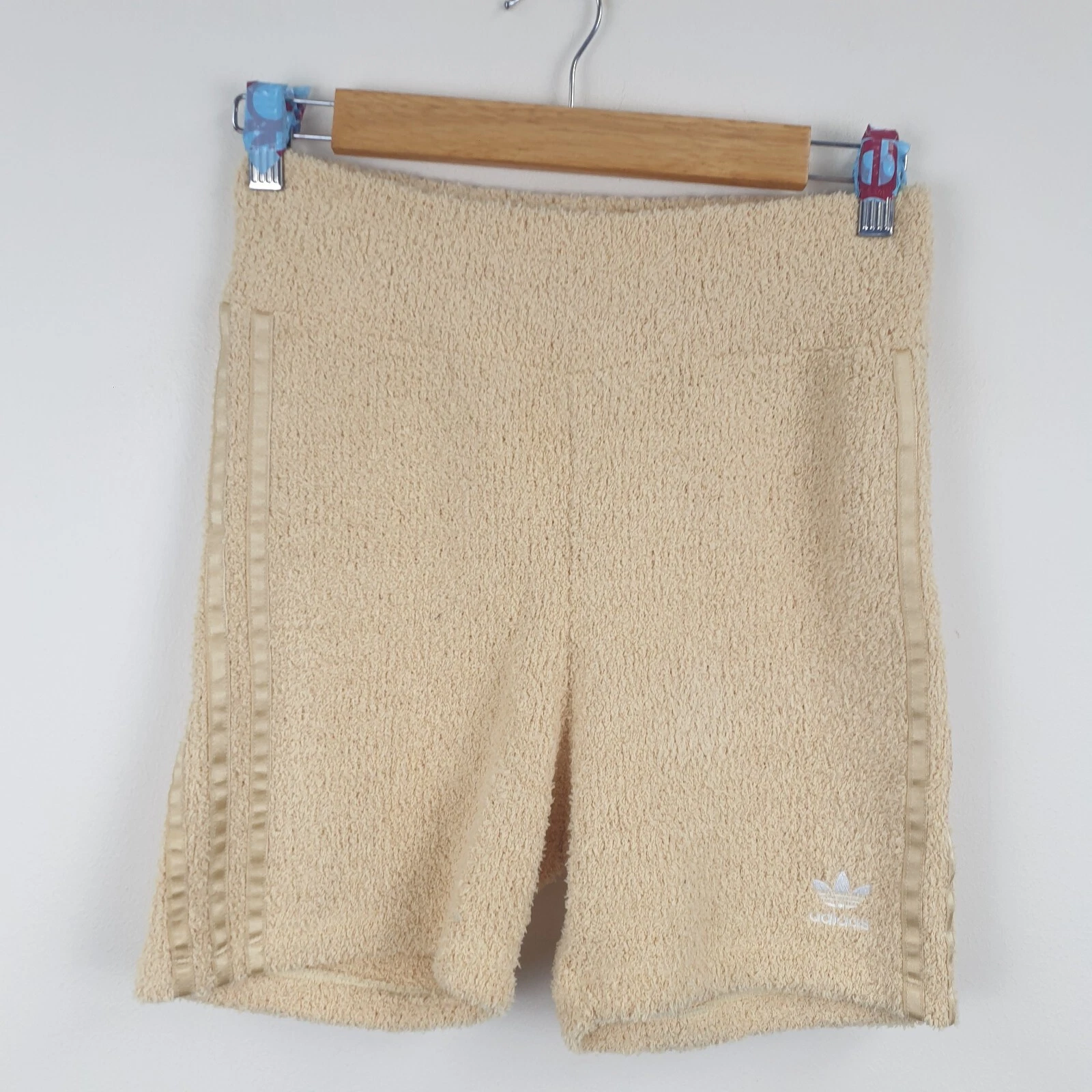 Pantaloncini Adidas donna UK 6 gialli Terry maglia estate spiaggia palestra fitness coulisse