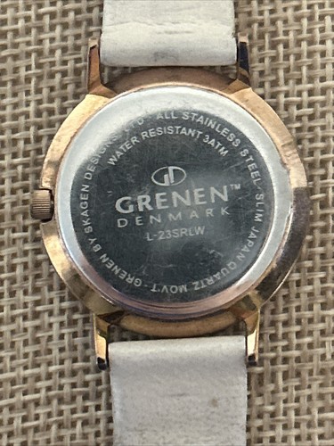 GRENEN - Skagen Denmark Uhr goldfarben weißes Lederband MOP Day Dial Damen - Bild 9 von 12
