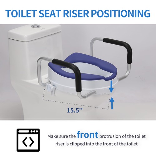 Toilet Seat Riser with Handles, 4'' Raised Toilet Seat for Seniors with TPR P... - Picture 2 of 9
