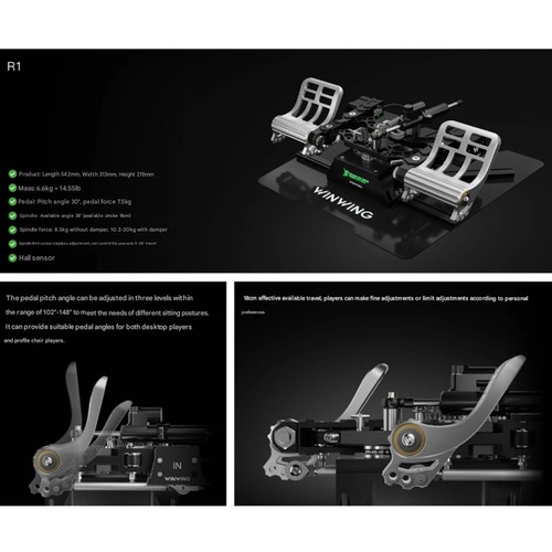 WINWING R1 Damper Edition Orion Metal Flight Simulator Timone Pedale ot25 xKyA - Foto 7 di 10