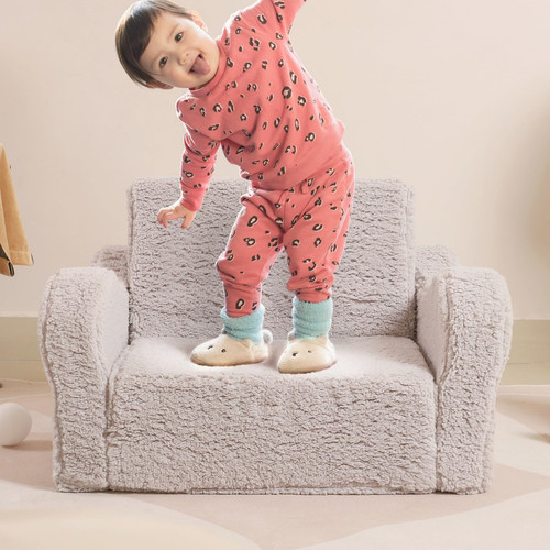 Kids Chairs for Toddler, 2-in-1 Toddler Soft Sherpa Couch Fold Out, Convertib... - Picture 4 of 8