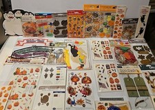 Lot of 30 Scrapbooking Sticker Cut-out Pkg- FALL AUTUMN HALLOWEEN THANKSGIVING