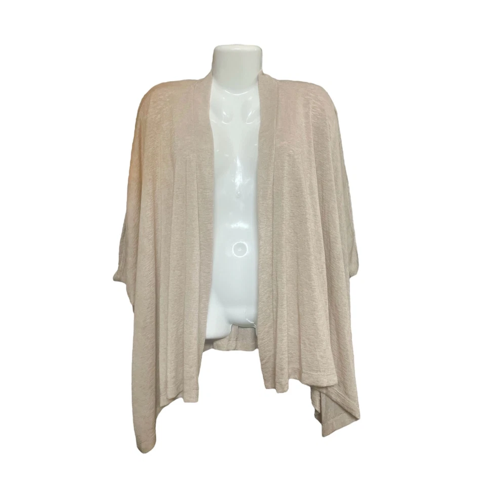 Suéter cárdigan tejido ligero frente abierto de gran tamaño tostado Bobeau para mujer talla XL Foto 2 de 4