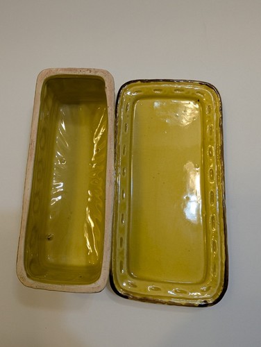 Plato de mantequilla de cerámica esmaltado amarillo y miel Sunburst texturizado de colección - Imagen 10 de 14