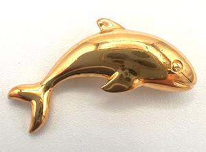 Authentic Vintage MONET Gold Plated Dolphin Brooch Ocean Marine Life Retro Costume Jewelry