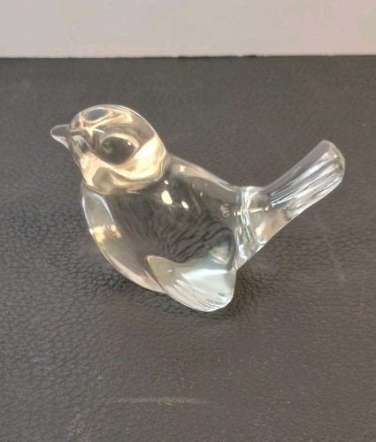 Vintage Signed FENTON Clear Hand Blown Glass Bird Figurine Paperweight Or Decor - Picture 8 of 11