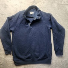 Goodfellow  Co. Men's Quilted Snap Pullover Sweatshirt Navy Blue M Soft  Comfy