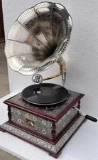 Ancien gramophone HMV phonographe fonctionnel entièrement fonctionnel, tourne...