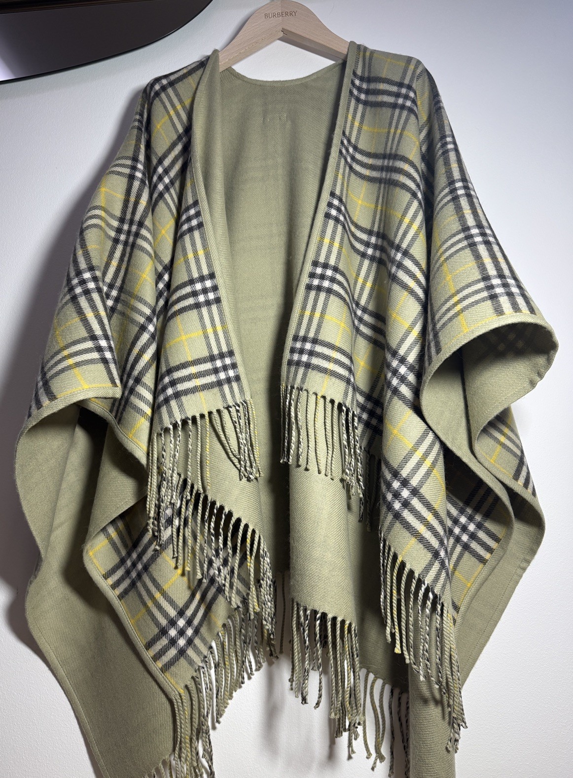 Burberry Reversible Check Wool Cape Poncho Green RRP £795 New image 7