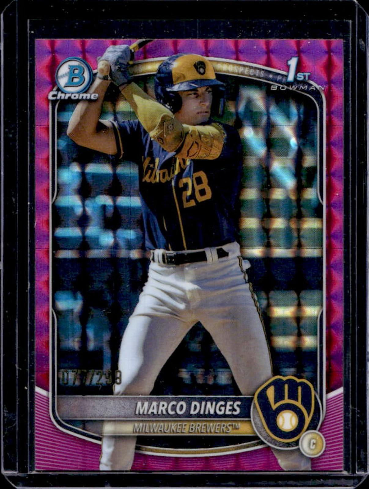2025 Bowman Chrome Marco Dinges Fuchsia Geometric Refractor 1st Prospect #77/299