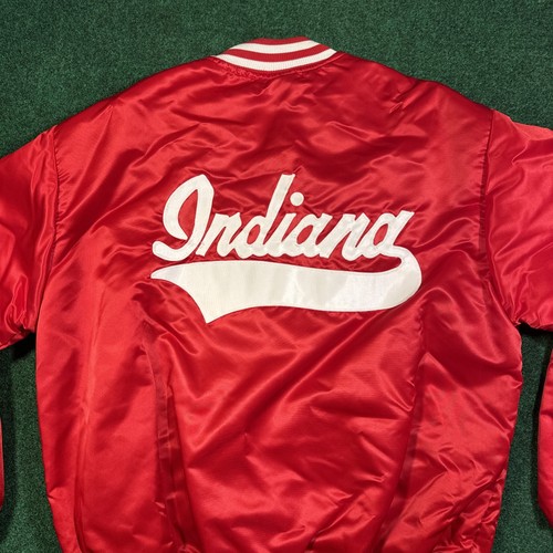 Vintage Indiana University Hoosiers Jacket Mens 2XL Sherpa Lined Satin Bomber 80 - Picture 7 of 8