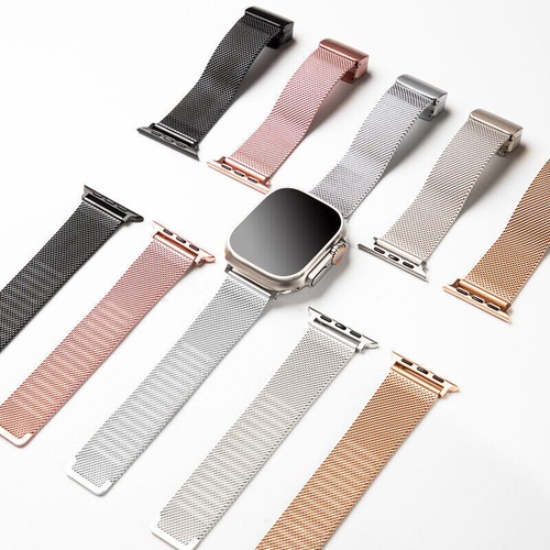 Magnetic Buckle Steel Mesh Band for Apple Watch 9 8 7 6 5 SE Ultra 2 44/45/49mm - Picture 4 of 21