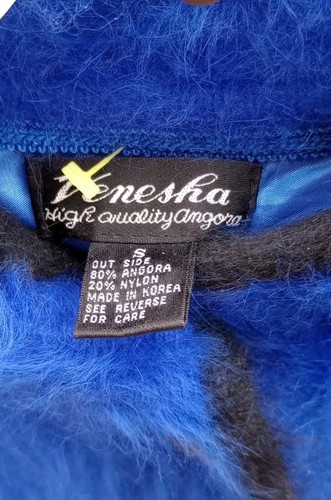 Fuzzy Angora Sweater Cardigan Button Lined Vtg Coat Women's Oversize Luxe Jacket - Picture 13 of 14
