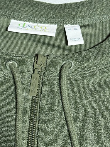 Denim & Co. Active Knit Terry Quarter Zip Short Sleeve Tunic Deep Olive XL A6026 - Picture 5 of 7