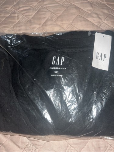 Gap Mens Stretch V-Neck Tee T-Shirts Shirt XXL Basic Black 2XL Summer