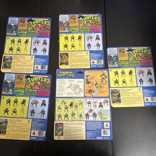 Vintage 80s Playmates TMNT Teenage Mutant Ninja Turtles Card Backs Lot Of 5