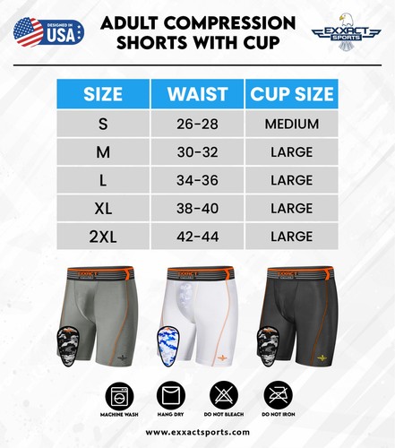 Exxact Sports Herren Kompressionsshorts mit weichem Sportbecher für Baseball - Bild 28 von 28