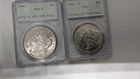 Lot of 2 PCGS MS 63 Morgan Silver Dollars OGH Uncirculated Rattler Holders