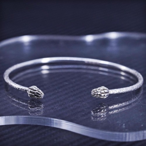 8”, VTG southwestern sterling silver 925 stackable cuff bracelet textured ends - Picture 1 of 7