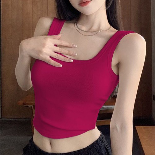 Trendy Ribbed U Neck Tank Top for Women with Slim Fit and Padded Features - Picture 19 of 48